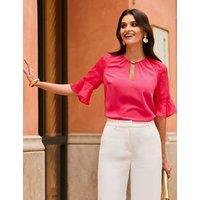 SOSANDAR Textured Keyhole Detail Top Pink