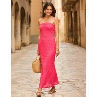 SOSANDAR Cotton Rich Lace Bandeau Midaxi Shift Dress Coral