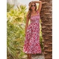 SOSANDAR Paisley Square Neck Tie Shoulder Midi Dress Pink Mix