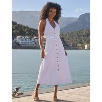 SOSANDAR Pure Cotton Broderie Midi Skater Dress White