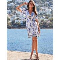 SOSANDAR Floral V-Neck Hoop Detail Mini Waisted Dress Blue Mix