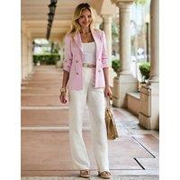 SOSANDAR Linen Rich Double Breasted Blazer Pink