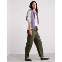 Seasalt Cornwall Pure Cotton Drawstring Barrel Leg Trousers Green