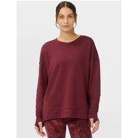 Sweaty Betty After Class Cotton Modal Longline Sweatshirt Burgundy Mix