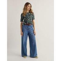 Seasalt Cornwall Pure Cotton Floral T-Shirt Dark Green Mix