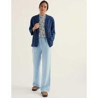 Seasalt Cornwall Pure Linen Elasticated Waist Trousers Light Blue