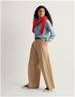 Seasalt Cornwall Cotton Rich Pleat Front Wide Leg Chinos Natural
