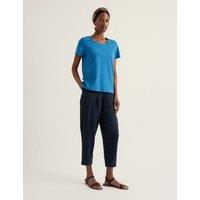 Seasalt Cornwall Pure Linen Straight Leg Cropped Trousers Navy