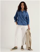 Seasalt Cornwall Cotton Rich Tapered Ankle Grazer Trousers Purple