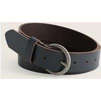 Seasalt Cornwall Leather Circle Buckle Jeans Belt Navy