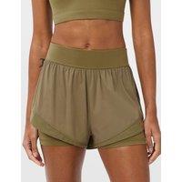 Sweaty Betty Tempo Run Layered Running Shorts Khaki