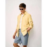 Crew Clothing Regular Fit Cotton Linen Blend Shirt Yellow Mix