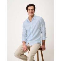 Crew Clothing Cotton Linen Blend Micro Stripe Shirt Light Blue Mix
