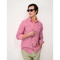 Crew Clothing Regular Fit Cotton Linen Blend Shirt Medium Pink