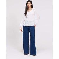 Finery London Pure Cotton Shirred Blouson Sleeve Top White