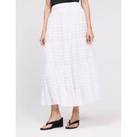 Finery London Pure Cotton Midi Tiered Skirt White