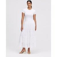 Finery London Pure Cotton Midi Tiered Skirt White