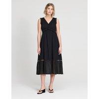 Finery London Pure Cotton V-Neck Midi Tiered Dress Black