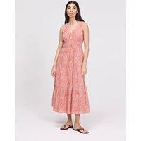 Finery London Pure Cotton Paisley V-Neck Midi Dress Orange Mix