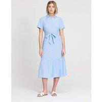Finery London Pure Cotton Striped Midi Shirt Dress Blue Mix