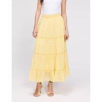 Finery London Pure Cotton Midi Tiered Skirt Yellow