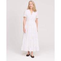 Finery London Pure Cotton Textured Midi Tiered Dress White