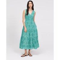 Finery London Pure Cotton Paisley V-Neck Midi Dress Green Mix
