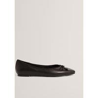 Ted Baker Leather Bow Flat Ballet Pumps Black