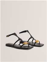 Ted Baker Leather Statement Flat Gladiator Sandals Black