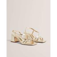 Ted Baker Leather Strappy Block Heel Sandals Gold