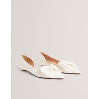 Ted Baker Satin Bow Slip On Flat Pointed Pumps Ivory