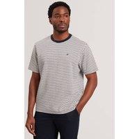 Ted Baker Pure Cotton Striped Crew Neck T-Shirt Navy Mix