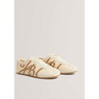 Ted Baker Script Leather Trainers Ivory Mix