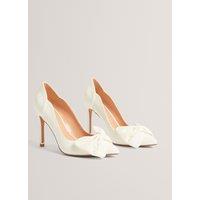 Ted Baker Bow Slip On Stiletto Heel Pointed Court Shoes Ivory