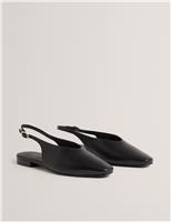 Ted Baker Leather Flat Chisel Toe Slingback Shoes Ivory