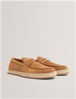 Ted Baker Suede Slip On Espadrille Loafers Stone