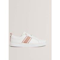 Ted Baker Leather Lace Up Webbing Detail Trainers White Mix