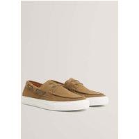 Ted Baker Suede Slip On Boat Shoes Khaki