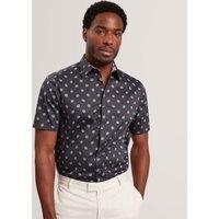 Ted Baker Cotton Rich Printed Shirt Navy Mix