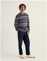 Seasalt Cornwall Pure Cotton Striped Crew Neck Jumper Blue Mix