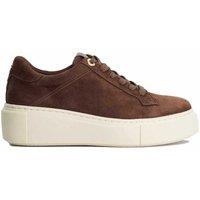 Dune London Suede Lace Up Flatform Trainers Brown