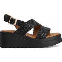 Dune London Wide Fit Woven Strappy Buckle Sandals Black