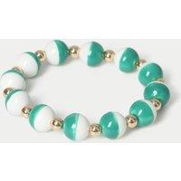 M&S Ceramic Beaded Stretch Bracelet Green Mix
