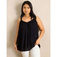 Live Unlimited London V-Neck Gathered Cami Top Black