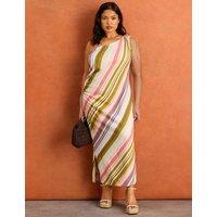 Live Unlimited London Multi Stripe One Shoulder Midaxi Dress Multi