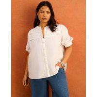 Live Unlimited London Pure Cotton Textured Pintuck Blouse White