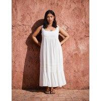Live Unlimited London Crinkle Pintuck Midaxi Tiered Dress White