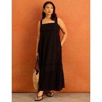 Live Unlimited London Crinkle Pintuck Midaxi Tiered Dress Black