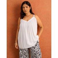Live Unlimited London V-Neck Gathered Cami Top White
