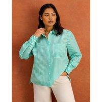 Live Unlimited London Lyocell Rich Striped Relaxed Shirt Green Mix
